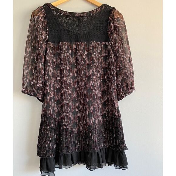 COPY - Free People Floral Embroidered Long Sleeves Sheer Mini Dress - Picture 2 of 8